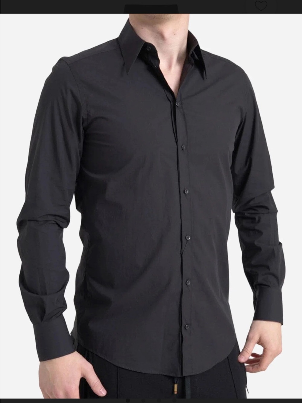 Dolce & Gabbana Men's Black Dress Shirt - Slim Fit Flawed Have Hole